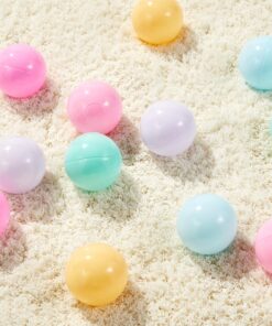 Amazon Basics BPA Free Crush-Proof Plastic Pit Ball with Storage Bag, Toddlers Kids 12+ Months, Pack of 400 Balls, 6 Pastel Colors 23 91LfnnIEArL