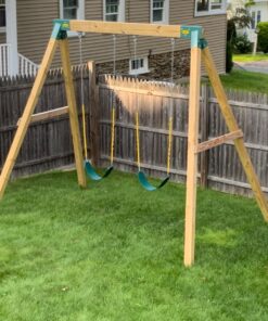 Jungle Gym Kingdom Swings for Outdoor Swing Set - Pack of 2 Swing Seat Replacement Kits with Heavy Duty Chains - Backyard Swingset Playground Accessories for Kids (Green) Green, 2 Pack Standard 41 91LgJCMt21L