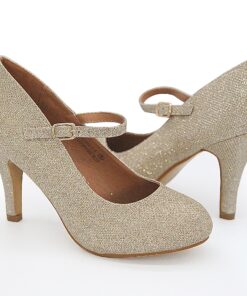 Bella Marie Helena Vintage Retro Mary Jane Round Toe Mid Heels Dress Work Pump 5.5 Champagne 10 91LhqiriHNL