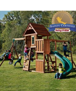 Alternative view of Swing-N-Slide PB 8272 Cedar Brook Play Set with Two Swings, Slide, Monkey Bars, Picnic Table & Glider, Green