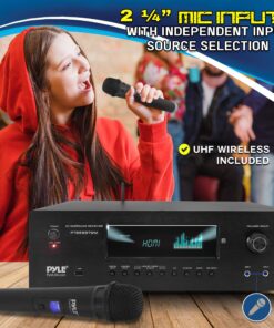 Pyle 1000W Bluetooth Home Theater Karaoke Receiver - 5.2-Ch Stereo Amplifier 2 UHF Wireless Microphone Video Pass-Through Supports, MP3/USB/HDMI/AM/FM Radio - Pyle PT888BTWM , Black 11 91LkEl9UmL