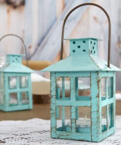 Kate Aspen, Distressed Metal Vintage Decorative Mini Lantern, Centerpiece, Party Favor, 2.5 x 2.5 x 6.5, Blue Small 32 91LzsCq2VXL