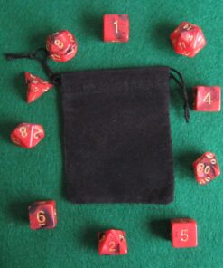 Alternative view of Dragon Fire (Red / Black) RPG D&D Dice Set: 7 + 3d6 = 10 polyhedral die plus bag!