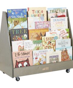 ECR4Kids Double-Sided Mobile Book Display, Classroom Bookshelf, Grey Wash 28 91M1R1wtT7L