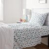 Amazon Basics Kid's Ocean Party Soft Easy-Wash Microfiber Sheet Set, Twin, Teal Seahorses