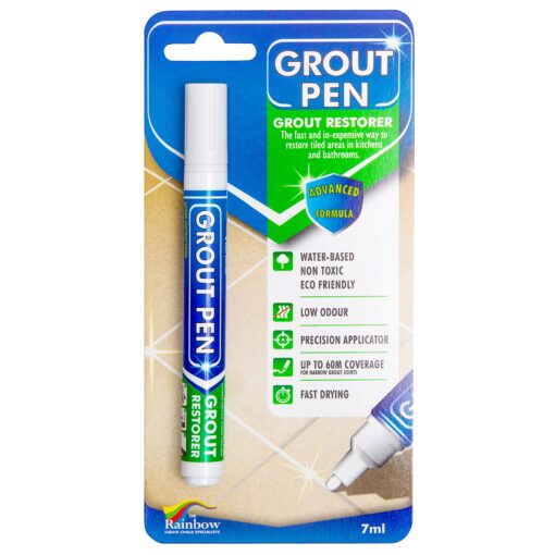 Grout Pen White Tile Paint Marker: Waterproof Grout Paint, Tile Grout Colorant and Sealer Pen - White, Narrow 5mm Tip (7mL) Narrow Tip