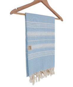 Alternative view of Dandelion - Basic Pattern - 100% Naturally-Dyed Cotton Turkish Towel Peshtemal - 71x39 Inches - Baby Blue
