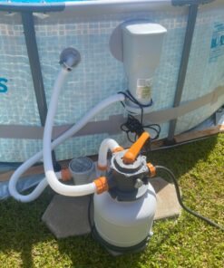 Bestway 58500E Flowclear 2200 Gallon Sand Filter Pump for Above Ground 300 to 14,400 Gallon Swimming Pools with Adapter, (Sand is Sold Separately) 23 91MGOhwNn9L