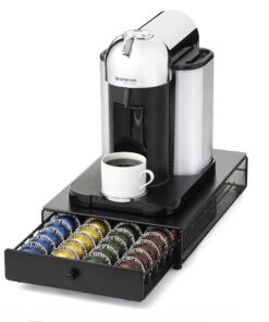 Nifty Vertuoline Rolling Coffee Pod Drawer – Satin Black Finish, 40 Pod Capsule Holder, Compact Under Coffee Pot Storage, Office or Home Kitchen Counter Organizer Satin Black Finish | 40 Pod Capsule Holder 28 91MGxgrv84L