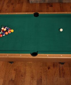 Mizerak Dynasty Space Saver 6.5' Billiard Table with Leg Levelers, Automatic Ball Return, and Classic Green Nylon Cloth 55 91MGyfrle8L