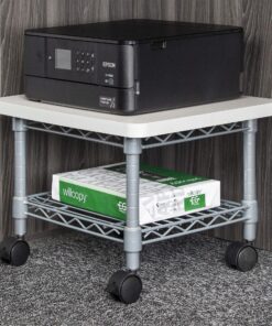 Safco Onyx Under-Desk Utility Cart & Multi-Use Printer Stand, Printer Table for Home Office, Mobile Rolling Cart with Steel Shelf, Gray Grey 21 91MKikujfrL