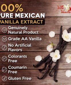 Villa Vainilla Pure Vanilla Extract Premium Concentrated Vanilla, Real, Natural, Gourmet Vanilla Flavor from Mexico (4.2 Fl Oz (Pure Vanilla Extract)) 4.2 Fl Oz (Pure Vanilla Extract) 12 91MPQTq LKL