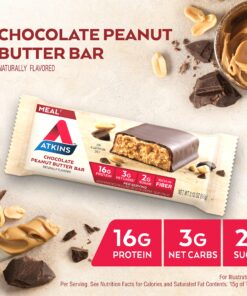 Atkins Chocolate Peanut Butter Protein Meal Bar, High Fiber, 16g Protein, 2g Sugar, 3g Net Carb, Meal Replacement, Keto Friendly, 8 Count 10 91MSi88KdPL