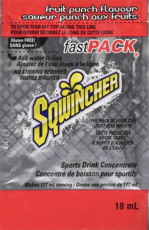 Sqwincher Fast Pack Liquid Concentrate, Fruit Punch, .6 fl oz (4 Packs of 50) fruit-puch 4 Ounces