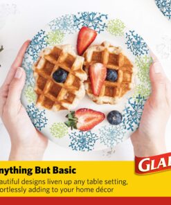 Glad Round Disposable Paper Plates for All Occasions | New & Improved Quality | Soak/ Cut Proof, Microwaveable Heavy Duty | 10" Diameter, 50 Count Bulk Plates 50 Count (Pack of 1) 15 91NAh4KQNlL