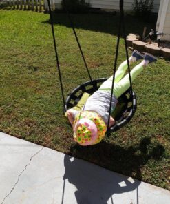 Sorbus Saucer Tree Swing - Kids Outdoor Disc Round Swing - 24" Heavy Duty 220lbs Seat - Easy Install Flying Saucer Web Circle Swing - Perfect for Gift, Playground, Backyard, Indoor/Outdoor Tire Swing Mat Seat 24 Inch 27 91NDWuhtniL