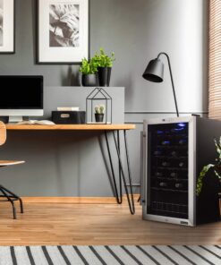 NewAir Compressor Wine Cooler Refrigerator in Stainless Steel | 33 Bottle Capacity | Freestanding or Built-In | UV Protected Glass Door with Lock and Handle 15 91NJG VQyjL