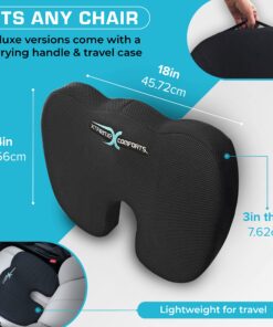 Alternative view of Xtreme Comforts Seat Cushion, Office Chair Cushions - Pack of 1 Padded Foam Cushion w/Handle for Desk, Wheelchair & Car Use - Back Support Pillow for Chair - Travel Bag Included Coccyx Coccyx Black