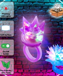 Fun Central 24 Pack - LED Light Up Jelly Rings | in Bulk | Assorted Colors | Flashing Rings Party, Easter Egg Hunts Raves EDM Concerts Sensory Toys for Kids 17 91NN0r21wqL