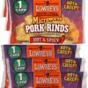 Lowreys Bacon Curls, microwave Pork Rinds Variety Combo, Original & Hot & Spicy, 1.75 Oz (Pack of 6)
