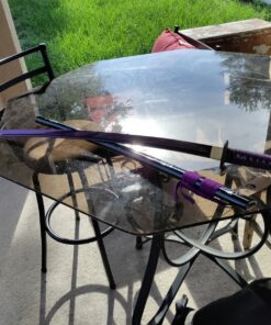 Handmade Japanese Samurai Katana Sword 41 inch 1095 High Carbon Steel/Damascus Folded Steel Full Tang Katana for Man Gift Cosplay Decoration Self Defense Black,Purple 22 91NUf4XL2VL