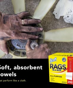 Scott® Rags In A Box™ (75260), White, 200 Shop Towels/Box, 8 Boxes/Case, 1,600 Towels/Case 200 Count (Pack of 8) 12 91NWMxeXEdL