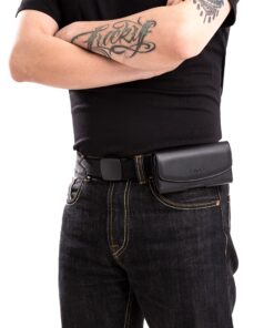 Bomea Holster for Galaxy S23, S22, S21, S20, S10, S9, S8, A01, A10e, Cell Phone Case with Belt Clip, ID Card Storage Pouch Holder Cover (Fits Samsung Phone with Otterbox Case on) Black Small 26 91NWg5iAYeL