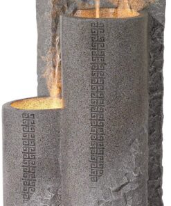 Bowl and Pillar Zen Modern Outdoor Floor Water Fountain 34 1/2" High with LED Light Cascading for Garden Patio Backyard Deck Home Lawn Porch House Relaxation Exterior Balcony - John Timberland 21 91NY0YtpT6L