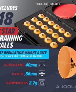 JOOLA Tour Carrying Case - Ping Pong Paddle Case with 18 40mm 3 Star Competition Ping Pong Balls and Space for Storing 2 Standard Table Tennis Rackets - Durable High Density Case with EVA Foam Lining Blue 13 91NbtqNkl7L