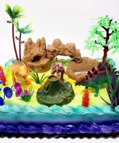 Prehistoric Roaming DINOSAURS 12 Piece Birthday CAKE Topper Set Featuring 3 Dinosaur Figures, Themed Decorative Accessories, Dinosaurs Average 2" to 2.5" Tall 18 91Nf5pPYhL