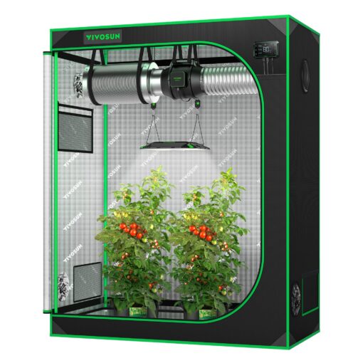 VIVOSUN S425 4x2 Grow Tent, 48"x24"x60" High Reflective Mylar with Observation Window and Floor Tray for Hydroponics Indoor Plant for VS2000 48"x24"x60" Black