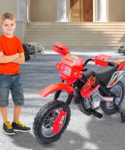 Alternative view of Qaba 6V Kids Motorcycle Dirt Bike Electric Battery-Powered Ride-On Toy Off-Road Street Bike with Training Wheels Red