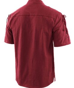 Moomphya Men's Pirate Shirt Viking Steampunk Retro Renaissance Medieval Gothic Victorian Halloween Costume Wine Large 11 91Nl76vykaL 1