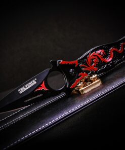 TAC Force TF-707 Series Assisted Opening Folding Knife, Black Half-Serrated Blade, Dragon Handle, 4-1/2-Inch Closed Red 17 91NnUZN6CjL
