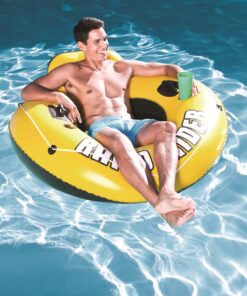 Alternative view of Bestway CoolerZ Rapid Rider 53" Inflatable Blow Up Pool River Tube Lake Lounger Float with 2 Cup Holders, Handles, Backrest and Mesh Bottom, Yellow