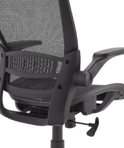 Amazon Basics Ergonomic Adjustable High-Back Chair with Flip-Up Arms and Headrest, Contoured Mesh Seat - Black, 25.5"D x 26.25"W x 49.25"H 18 91NorqoCo6S