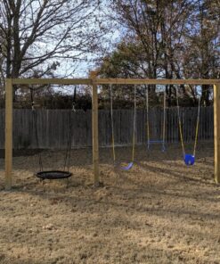 Jungle Gym Kingdom Swing Sets for Backyard, Monkey Bars & Swingset Accessories - Set Includes 18" Trapeze Swing Bar & 48" Heavy Duty Chain with Locking Carabiners - Outdoor Play Equipment (Blue) Blue 22 91Npnv1FbgL 3