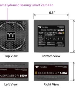 Alternative view of Thermaltake Toughpower GF1 750W 80+ Gold SLI/ CrossFire Ready Ultra Quiet 140mm Hydraulic Bearing Smart Zero Fan Full Modular Power Supply 10 Year Warranty PS-TPD-0750FNFAGU-1 Black