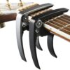 Guitar Capo (2 Pack) for Guitars, Ukulele, Banjo, Mandolin, Bass - Made of Ultra Lightweight Aluminum Metal (1.2 oz!) for 6 & 12 String Instruments - Nordic Essentials, Black+Silver Black + Silver 10 91Nu0tZaTkL