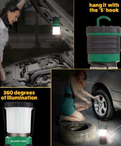 Blazin Ultra Bright Camping Lantern - Waterproof, Portable & Lightweight, 500 Lumens Rechargeable Camping Light, Runs Up to 6 Days - Ideal for Camping, Hurricane, Power Outages & Emergencies 500 Lumen Green 32 91OAI5xYO4L