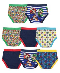 Nintendo Boys' 8 Pack 100% Combed Cotton Briefs with Mario, Luigi, Toad, Yoshi, Peach & Bowser, Sizes 4, 6, 8 8-pack 7 91OC1B4qtCL