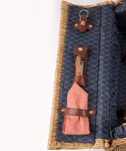 PICNIC TIME - Verona Wine & Cheese Picnic Basket - Wicker Wine Tote - Wine Basket with Picnic Set, (Adeline Collection - Deep Purple with Coral Pattern) Adeline Collection 20 91OCFB261lL