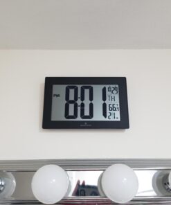 MARATHON Atomic Wall Clock with Stand, Black Frame/Black Stainless Steel Finish - Large, 9-Inch Display - AM/PM or 24-Hour Time Format, 8 Time Zones & Indoor Temperature - Two AA Batteries Included Black Brushed Steel + Square Edges 26 91OHInEIQ1L