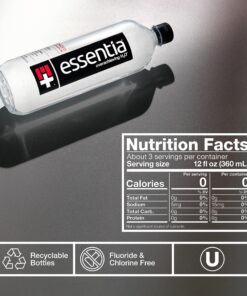 Essentia Water, 99.9% Pure, Infused with Electrolytes for a Smooth Taste, pH 9.5 or Higher; Ionized Alkaline Water, Black, 42.3 Fl Oz (Pack of 12) 23 91OHduFgscL