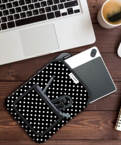 USA GEAR Soft Tablet Sleeve Case Compatible with Boogie Board 8.5 inch, Wacom Intuos Creative Small CTL4100, Huion Inspiroy H640P Graphics Tablet, and Other 10 inch Pen Drawing Tablets (Polka Dot) Polka Dot 20 91OJ 8A8nFL