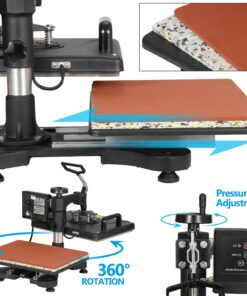 F2C 12" x 15" Heat Press Machine Pro 6 in 1 Swing Away Digital Heat Transfer Sublimation Press Combo for T-Shirt Bag Hat Cap Mug Plate 46 91OJScv6tQL