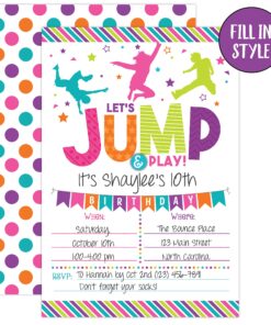 Your Main Event Prints Bounce House Birthday Invitation - Trampoline Jump Birthday Invite - Girl Bounce Birthday - Bounce and Play! Trampoline Birthday Party, 20 Fill In Bounce Invitations 11 91ON6JCbkTL