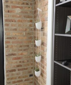 MyGift 4-Tier White Ceramic Hanging Wall Planter with Rope - Decorative Succulent Herb Flower Pot Containers 38 91ONfvrRKpL