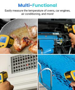 Etekcity Infrared Thermometer Temperature Gun for Cooking, -58°F to 1130°F, Digital Heat Gun for Meat Pizza Oven, Laser Tool for Indoor Outdoor Pool, Cooking, Candy, Griddle Hvac, Yellow 32 91OOmxgBOAL