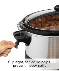 Hamilton Beach Programmable Slow Cooker, 7 quart with Clip-Tight Sealed Lid, Stainless Steel (33476), Silver 13 91OPOMT2deL